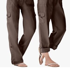 Woman within Casual Brown Cargo Pants for Women size 22W